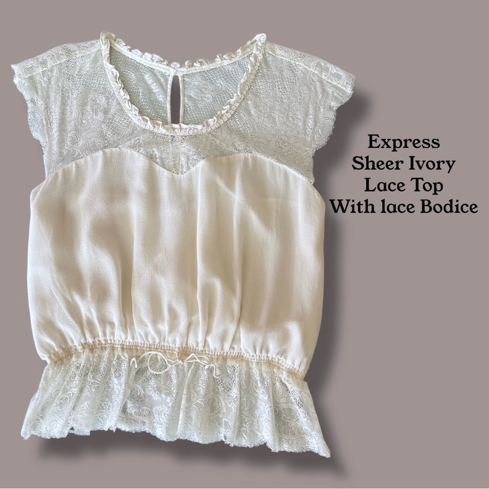 Express Sheer Ivory Lace Top